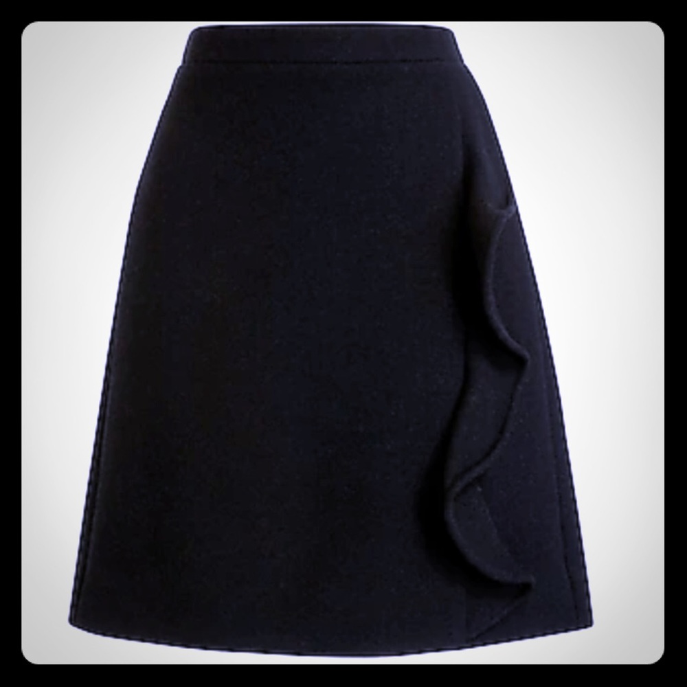JCrew RUFFLE-FRONT MINI SKIRT in double-serge wool